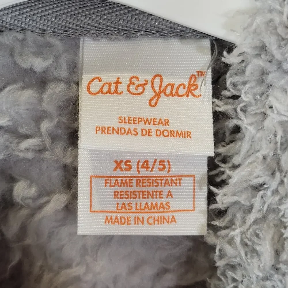 Cat & Jack Kids' Marshmallow Fleece Union Suit, Gray, Size XS (4/5), NWT